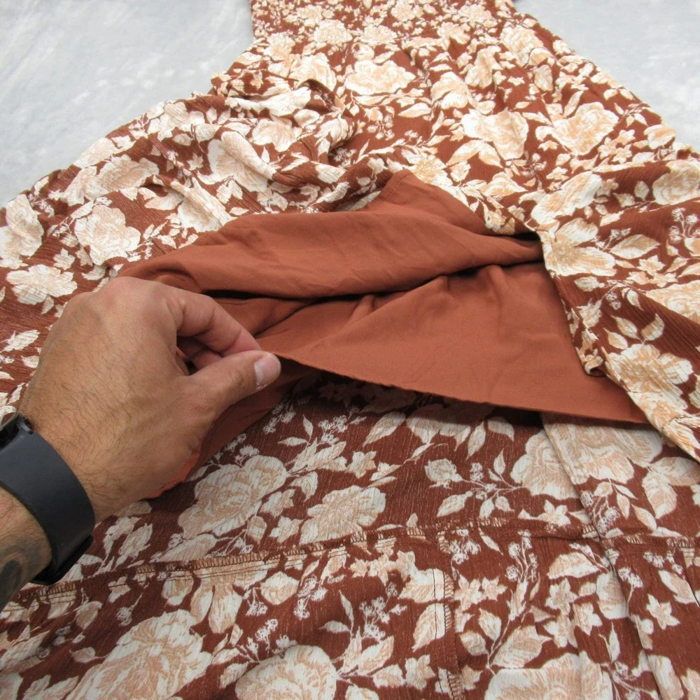 Abercrombie Fitch Dress Women Small Tall Brown Floral Lined Off Shoulder 46